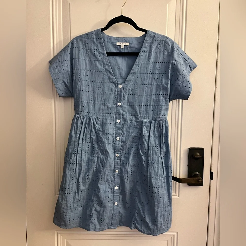 Madewell Eyelet V-Neck Mini Dress - Picture 2 of 5